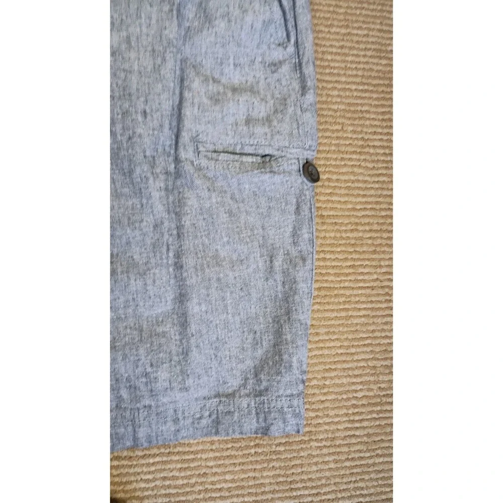 St. John's Bay Mens Linen Blend Elastic Waist Cargo Shorts Gray Sz 38